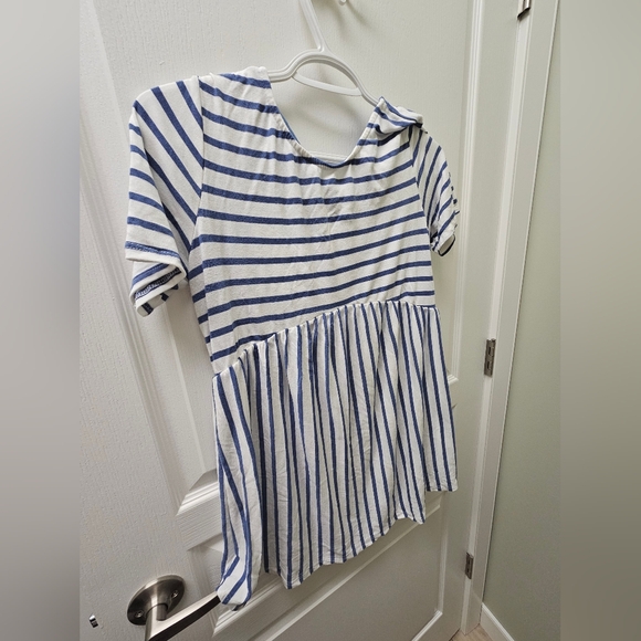 Blue Striped Cross Back Peplum Maternity Top - Picture 1 of 2